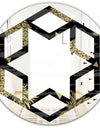 Golden Pineapple On Black - Modern Round or Oval Wall Mirror - Hexagon Star