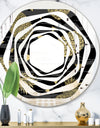 Golden Pineapple On Black - Modern Round or Oval Wall Mirror - Whirl