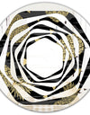 Golden Pineapple On Black - Modern Round or Oval Wall Mirror - Whirl