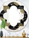 Golden Pineapple On Black - Modern Round or Oval Wall Mirror - Quatrefoil