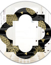 Golden Pineapple On Black - Modern Round or Oval Wall Mirror - Quatrefoil