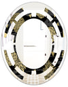 Golden Pineapple On Black - Modern Round or Oval Wall Mirror - Space