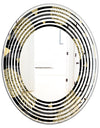 Golden Pineapple On Black - Modern Round or Oval Wall Mirror - Wave