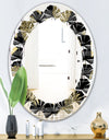 Golden Pineapple On Black - Modern Round or Oval Wall Mirror - Leaves