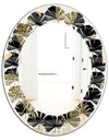 Golden Pineapple On Black - Modern Round or Oval Wall Mirror - Leaves
