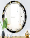Golden Pineapple On Black - Modern Round or Oval Wall Mirror - Triple C