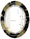 Golden Pineapple On Black - Modern Round or Oval Wall Mirror - Triple C