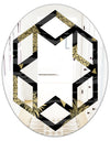 Golden Pineapple On Black - Modern Round or Oval Wall Mirror - Hexagon Star