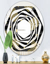 Golden Pineapple On Black - Modern Round or Oval Wall Mirror - Whirl