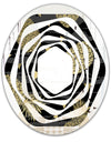 Golden Pineapple On Black - Modern Round or Oval Wall Mirror - Whirl