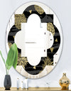 Golden Pineapple On Black - Modern Round or Oval Wall Mirror - Quatrefoil
