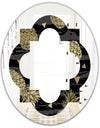 Golden Pineapple On Black - Modern Round or Oval Wall Mirror - Quatrefoil