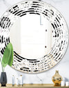 Retro Monochrome Flowers Pattern - Cottage Round or Oval Wall Mirror - Wave