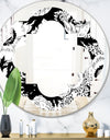 Retro Monochrome Flowers Pattern - Cottage Round or Oval Wall Mirror - Quatrefoil