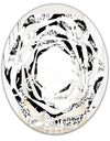 Retro Monochrome Flowers Pattern - Cottage Round or Oval Wall Mirror - Whirl