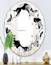 Retro Monochrome Flowers Pattern - Cottage Round or Oval Wall Mirror - Quatrefoil