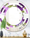 Purple Retro Fantasy Flowers - Cottage Round or Oval Wall Mirror - Space