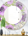 Purple Retro Fantasy Flowers - Cottage Round or Oval Wall Mirror - Wave