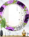 Purple Retro Fantasy Flowers - Cottage Round or Oval Wall Mirror - Triple C