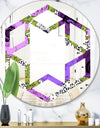 Purple Retro Fantasy Flowers - Cottage Round or Oval Wall Mirror - Hexagon Star