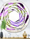 Purple Retro Fantasy Flowers - Cottage Round or Oval Wall Mirror - Whirl