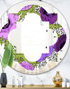 Purple Retro Fantasy Flowers - Cottage Round or Oval Wall Mirror - Quatrefoil