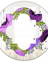 Purple Retro Fantasy Flowers - Cottage Round or Oval Wall Mirror - Quatrefoil