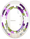 Purple Retro Fantasy Flowers - Cottage Round or Oval Wall Mirror - Space