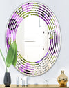 Purple Retro Fantasy Flowers - Cottage Round or Oval Wall Mirror - Wave