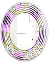 Purple Retro Fantasy Flowers - Cottage Round or Oval Wall Mirror - Wave