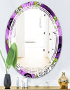 Purple Retro Fantasy Flowers - Cottage Round or Oval Wall Mirror - Triple C