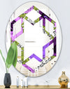 Purple Retro Fantasy Flowers - Cottage Round or Oval Wall Mirror - Hexagon Star