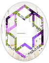 Purple Retro Fantasy Flowers - Cottage Round or Oval Wall Mirror - Hexagon Star