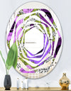 Purple Retro Fantasy Flowers - Cottage Round or Oval Wall Mirror - Whirl
