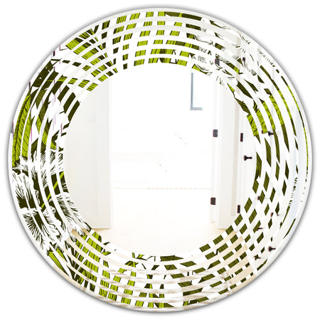 Tropical Palm Leaves I - Modern Round or Oval Wall Mirror - Wave