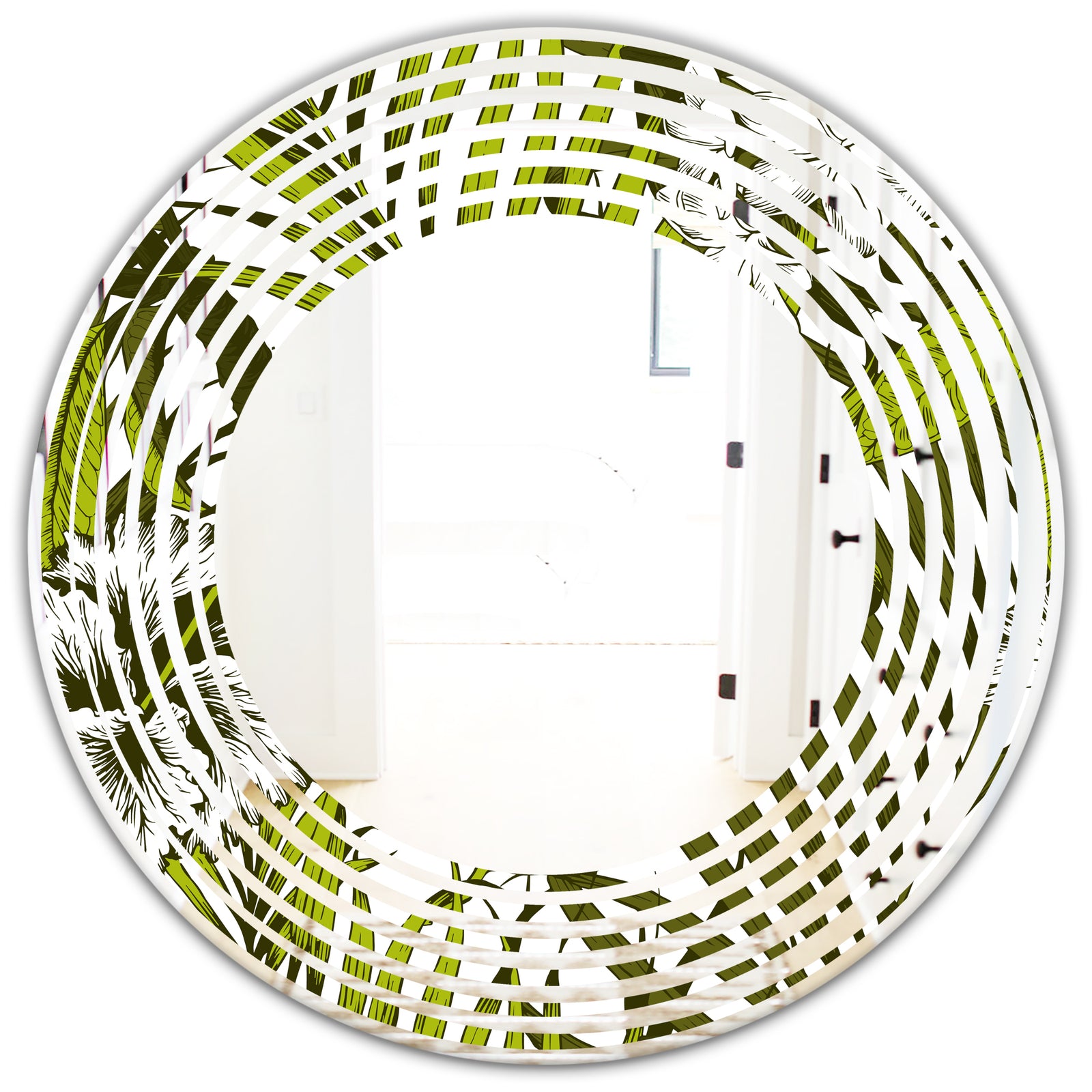 Tropical Palm Leaves I - Modern Round or Oval Wall Mirror - Wave