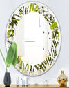 Tropical Palm Leaves I - Modern Round or Oval Wall Mirror - Leaves