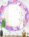 Fantasy Flowers In Purple - Modern Round or Oval Wall Mirror - Triple C