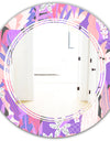 Fantasy Flowers In Purple - Modern Round or Oval Wall Mirror - Triple C