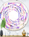 Fantasy Flowers In Purple - Modern Round or Oval Wall Mirror - Whirl