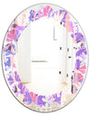 Fantasy Flowers In Purple - Modern Round or Oval Wall Mirror - Leaves