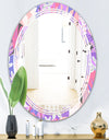 Fantasy Flowers In Purple - Modern Round or Oval Wall Mirror - Triple C