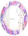 Fantasy Flowers In Purple - Modern Round or Oval Wall Mirror - Triple C