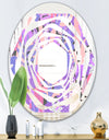 Fantasy Flowers In Purple - Modern Round or Oval Wall Mirror - Whirl