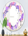 Fantasy Flowers In Purple - Modern Round or Oval Wall Mirror - Quatrefoil