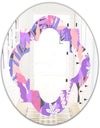 Fantasy Flowers In Purple - Modern Round or Oval Wall Mirror - Quatrefoil