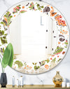 Retro Fantasy Flowers I - Modern Round or Oval Wall Mirror - Leaves