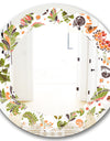 Retro Fantasy Flowers I - Modern Round or Oval Wall Mirror - Leaves