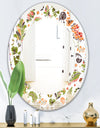 Retro Fantasy Flowers I - Modern Round or Oval Wall Mirror - Leaves