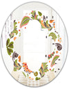 Retro Fantasy Flowers I - Modern Round or Oval Wall Mirror - Quatrefoil